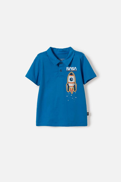 POLERA TIPO POLO DE LA NASA AZUL PARA NIÑO 2T A 5T