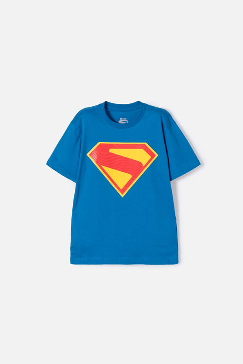 POLERA DE SUPERMAN MANGA CORTA AZUL PARA NIÑO 2T A 5T