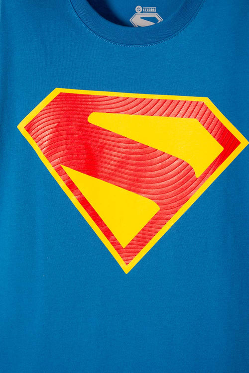 POLERA DE SUPERMAN MANGA CORTA AZUL PARA NIÑO 2T A 5T