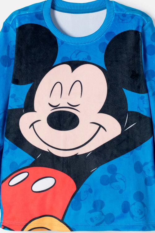 PIJAMA DE MICKEY MOUSE PANTALÓN LARGO AZUL PARA NIÑO 2T A 6T