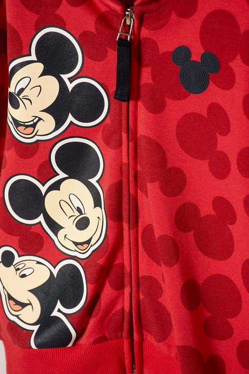 POLERON DE MICKEY MOUSE CON CAPUCHA ROJO PARA NIÑO 2T A 6T