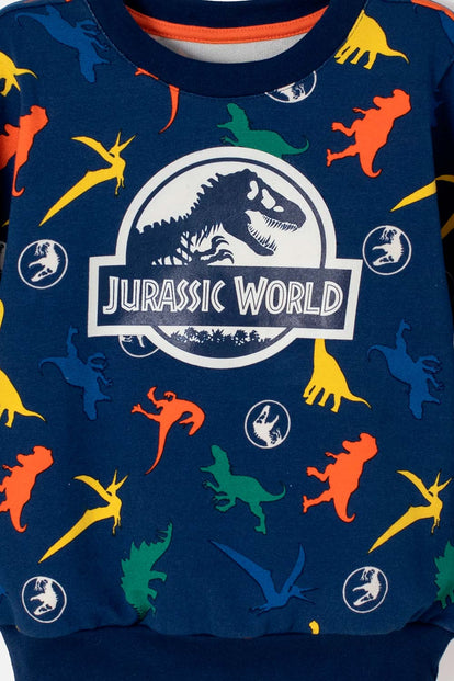 CONJUNTO DE JURASSIC WORLD PANTALÓN LARGO AZUL PARA NIÑO 2T A 6T