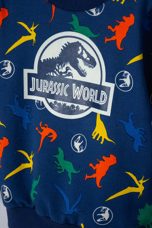 CONJUNTO DE JURASSIC WORLD PANTALÓN LARGO AZUL PARA NIÑO 2T A 6T
