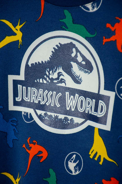 CONJUNTO DE JURASSIC WORLD PANTALÓN LARGO AZUL PARA NIÑO 2T A 6T