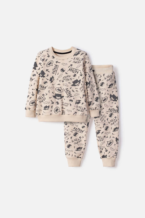 CONJUNTO DE BATMAN PANTALÓN LARGO MARFIL Y NEGRO PARA NIÑO 2T A 6T