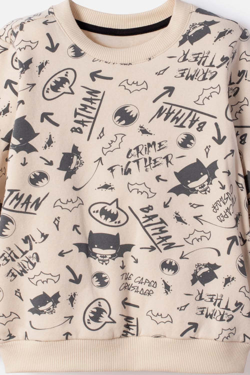 CONJUNTO DE BATMAN PANTALÓN LARGO MARFIL Y NEGRO PARA NIÑO 2T A 6T