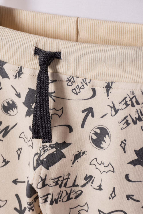 CONJUNTO DE BATMAN PANTALÓN LARGO MARFIL Y NEGRO PARA NIÑO 2T A 6T