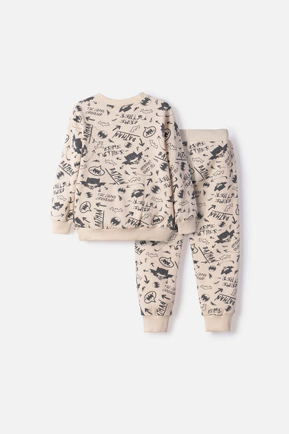 CONJUNTO DE BATMAN PANTALÓN LARGO MARFIL Y NEGRO PARA NIÑO 2T A 6T