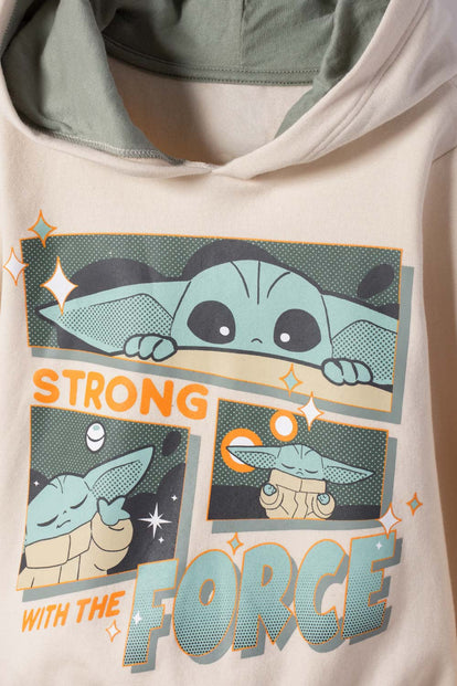 POLERON DE MANDALORIAN CON CAPUCHA ALMENDRA PARA NIÑO 2T A 6T